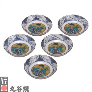 九谷焼・3.2号皿揃 吉田屋牡丹