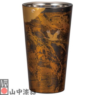 【山中漆器】漆磨二重ストレートカップ かがやき 白檀 黒