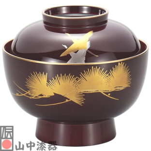 【山中漆器】大名雑煮椀 飛翔 溜渕金