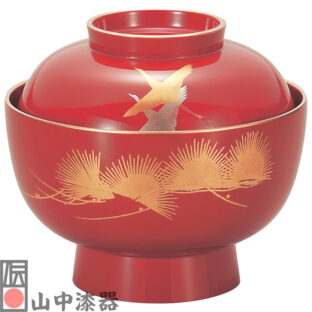【山中漆器】大名雑煮椀 飛翔 赤渕金