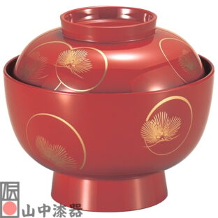 【山中漆器】4.5雑煮椀 光輪松 総朱