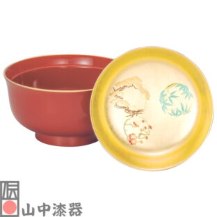 【山中漆器】松竹梅 雑煮椀 朱